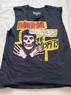 Misfits band t shirt cut off sleeves black Horror Business adult Large tank top